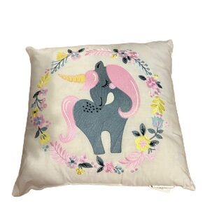 Urban Habitat Unicorn Embroidered Throw Pillow Pink Square Kids Room